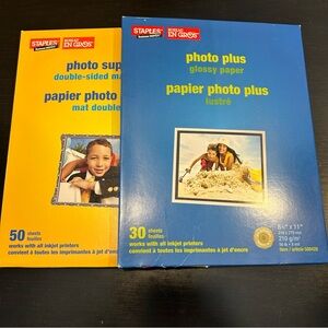 2 Packs Staples Photo Paper 8 1/2 x 11 Glossy and Double Sided Matte